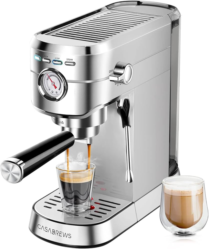CASABREWS Espresso Machine 20 Bar, Stainless Steel Espresso Coffee Machine with Milk Frother Stea... | Amazon (UK)