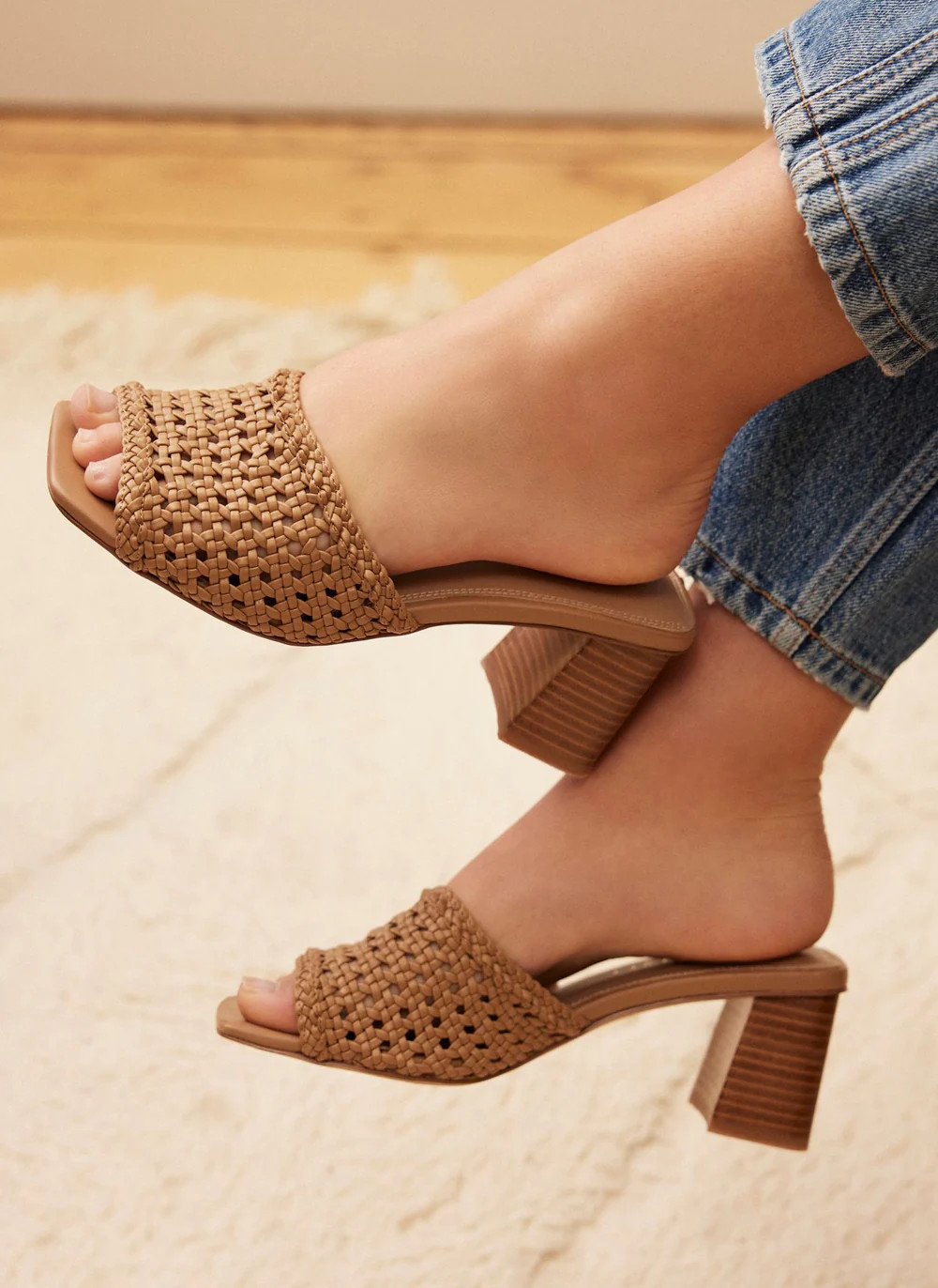 Jay Tan Woven Block Heel Mules | Mint Velvet