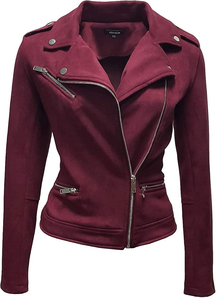 ODCOCD Faux Suede Jacket for Women Long Sleeve Zipper Up Casual Outwear | Amazon (US)