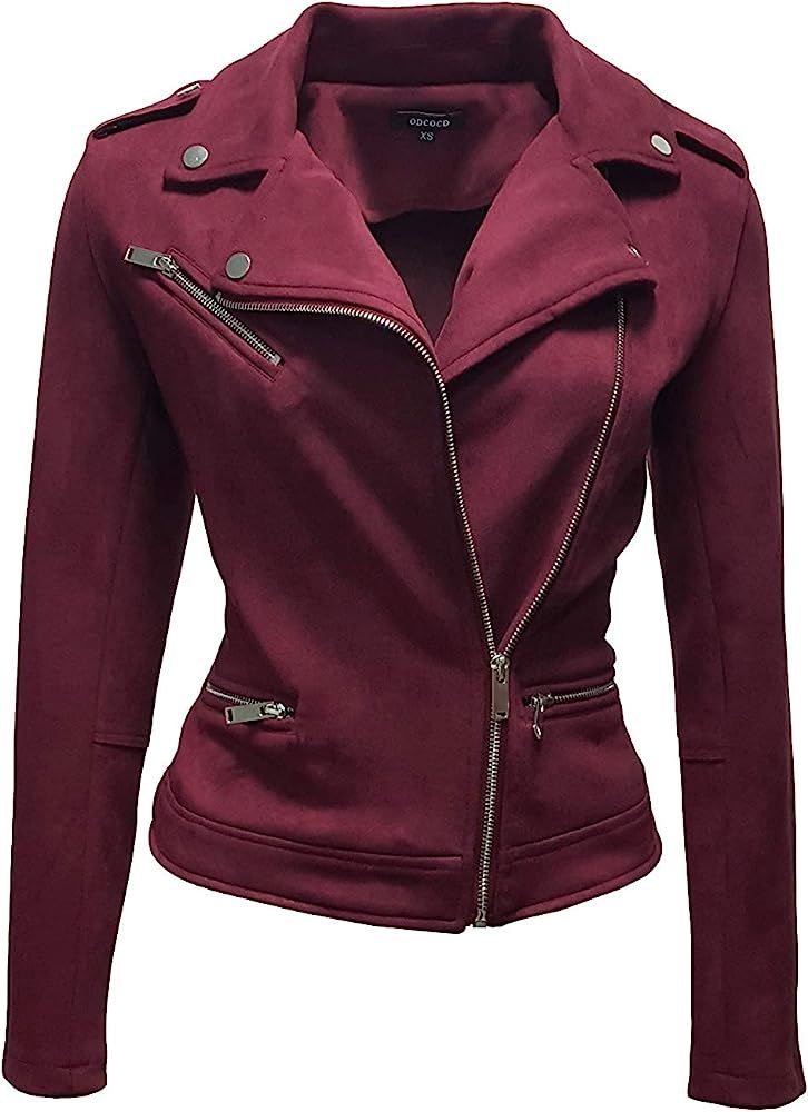 ODCOCD Faux Suede Jacket for Women Long Sleeve Zipper Up Casual Outwear | Amazon (US)