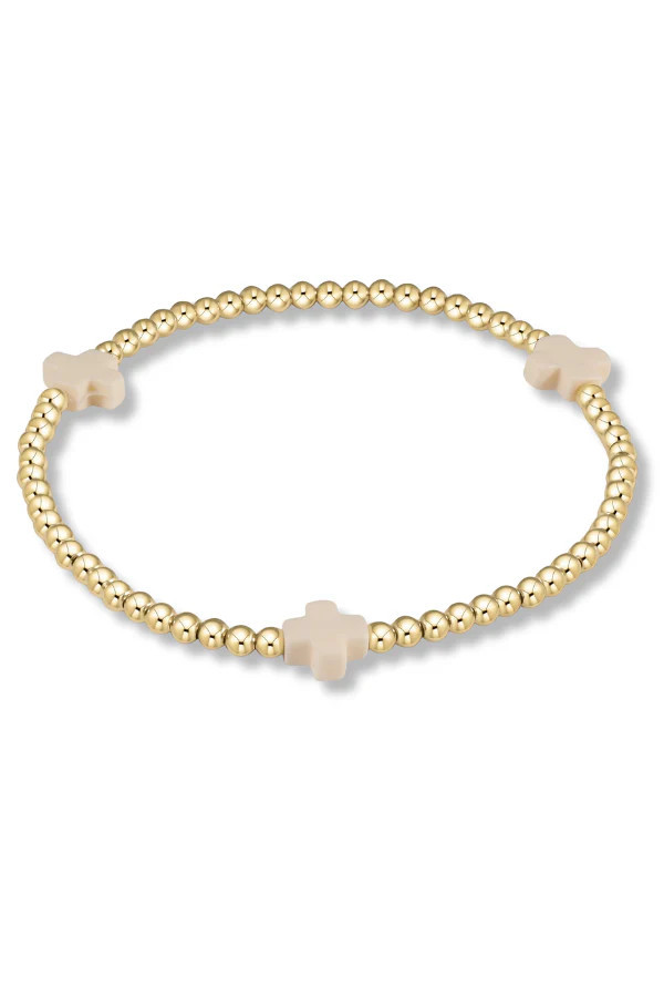 enewton Signature Cross 3mm Off White Bead Bracelet | The Willow Tree