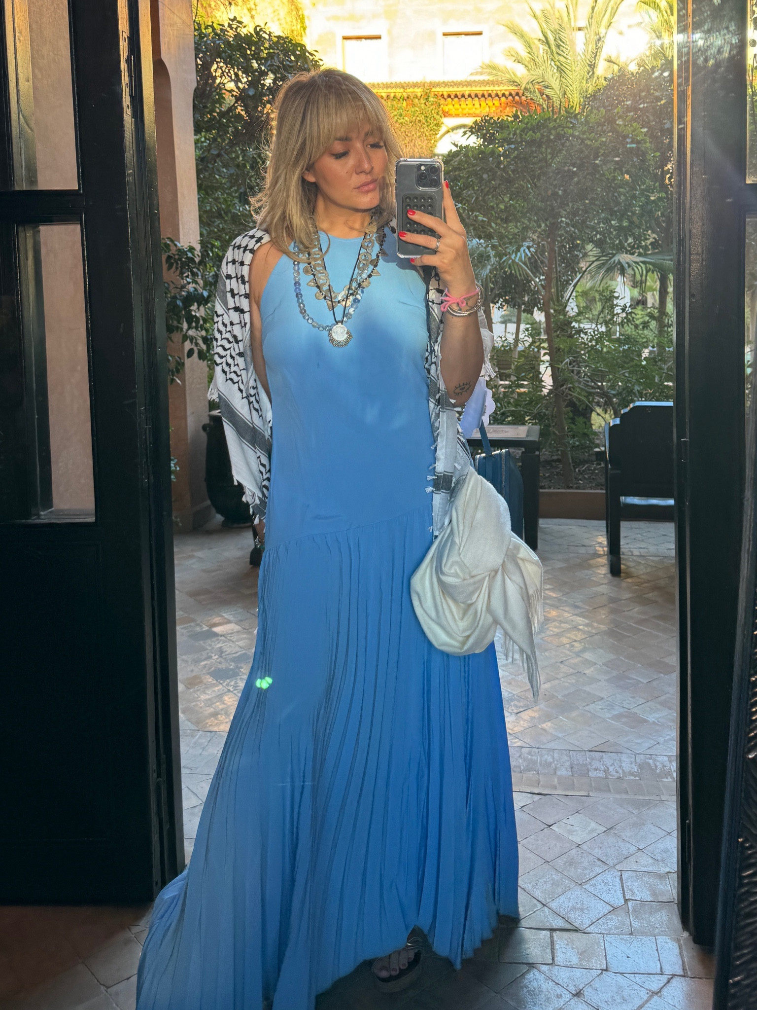 Blue Halter dress and keffiyeh 👗🇵🇸 

Keffiyeh is Hirbawi  but not on LTK ❤️

#LTKmidsize #LTKMostLoved #LTKtravel