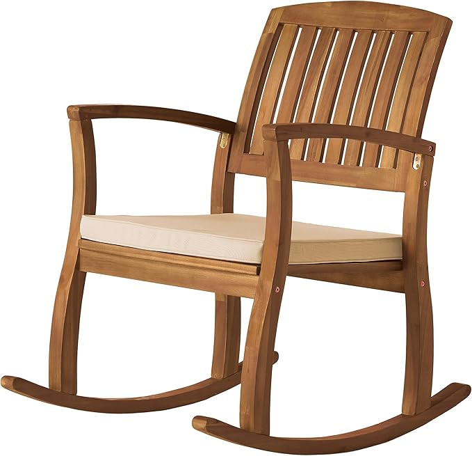 Christopher Knight Home Selma Acacia Rocking Chair with Cushion, Teak Finish | Amazon (US)