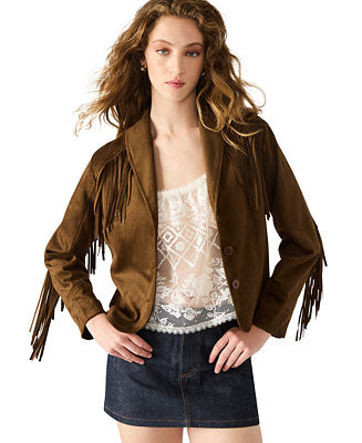 Women's Faux Suede Dallas Collared Jacket | Macy's