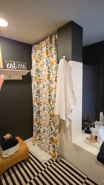 I wanted a summer refresh in the vanity area, as well as the shower area of our primary suite￼ A great trick is to buy drapery and just simply raise up your tension rod to accommodate the extra length that really draws that I up I bought the coordinating wallpaper for the adjoining room and the update will be about $150￼ Self adhesive peel and stick wallpaper eliminates the need to have a wallpaper hanger and really keeps the project price down￼

#LTKHome #LTKdayinmylife #LTKstorytime