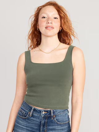 Cropped Rib-Knit Tank Top for Women | Old Navy (US)