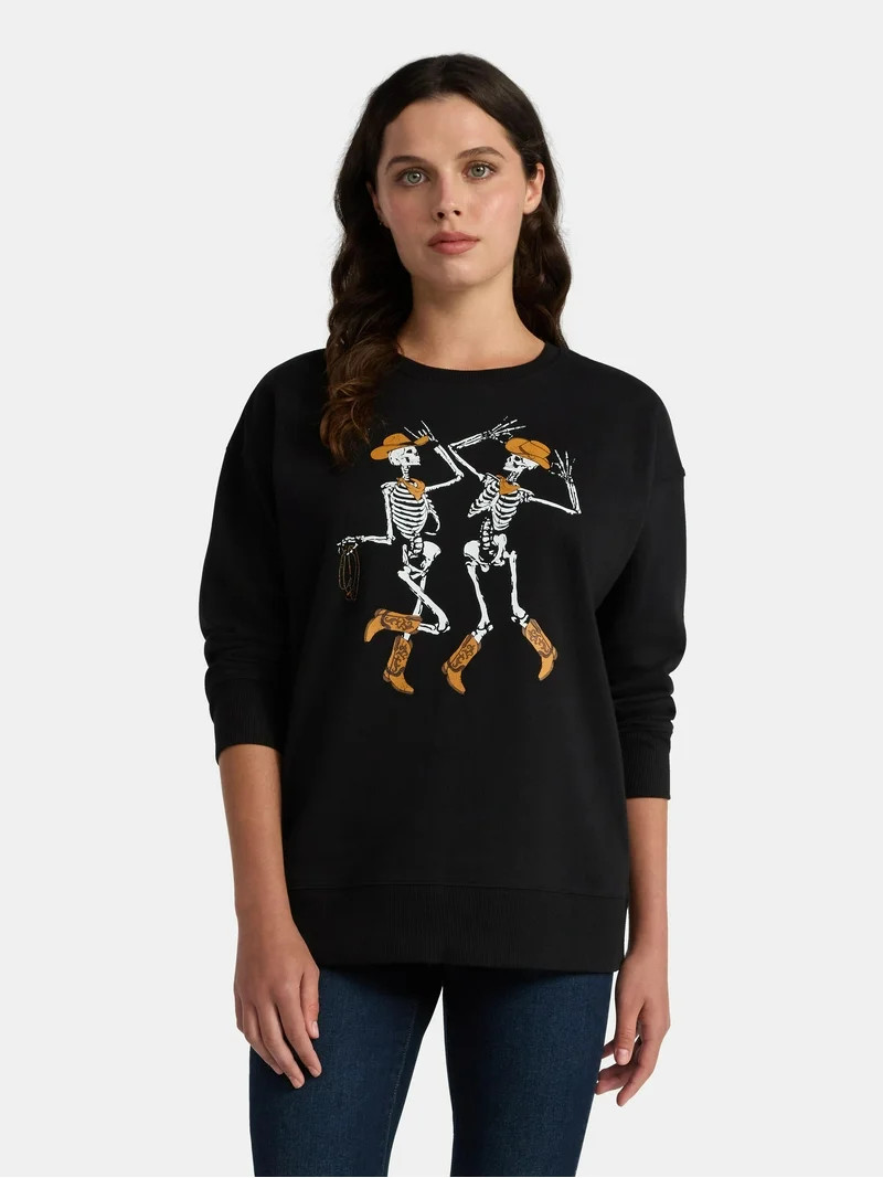 Women's Halloween Howdy Graphic Fleece Sweatshirt from Way to Celebrate, Sizes S-3XL | Walmart (US)