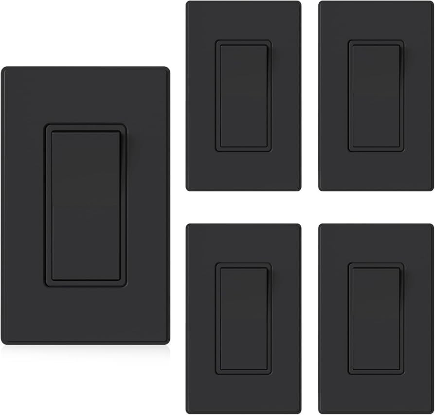 ELEGRP Matte Black Single Pole Decorator Light Switch, 15Amp 120/277V, Paddle Rocker Switch Wall ... | Amazon (US)