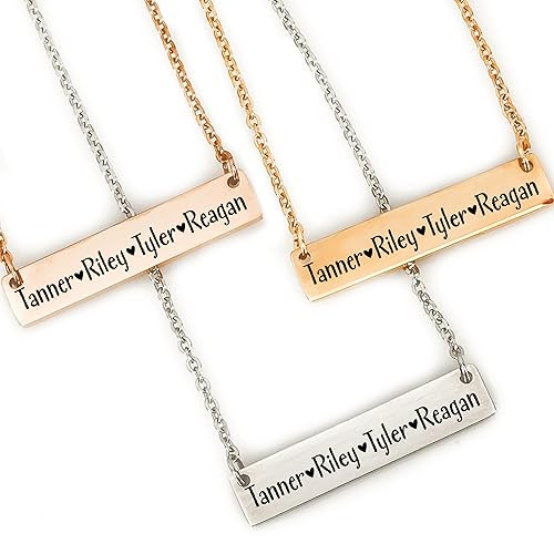Emily Bar Necklace Kid Names Mom Necklace Personalized for Mom Mother's Day Jewelry Mother's Day ... | Amazon (US)