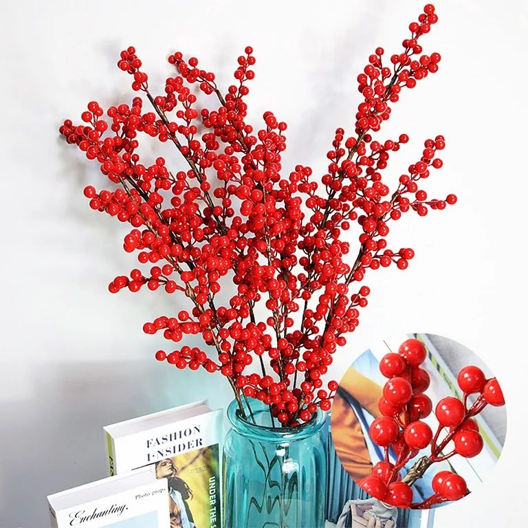 SQUARE CARMEN Berry Picks - 144 Artificial Red Berry Stems Red Christmas Tree Decorations 7.5 Inc... | Walmart (US)