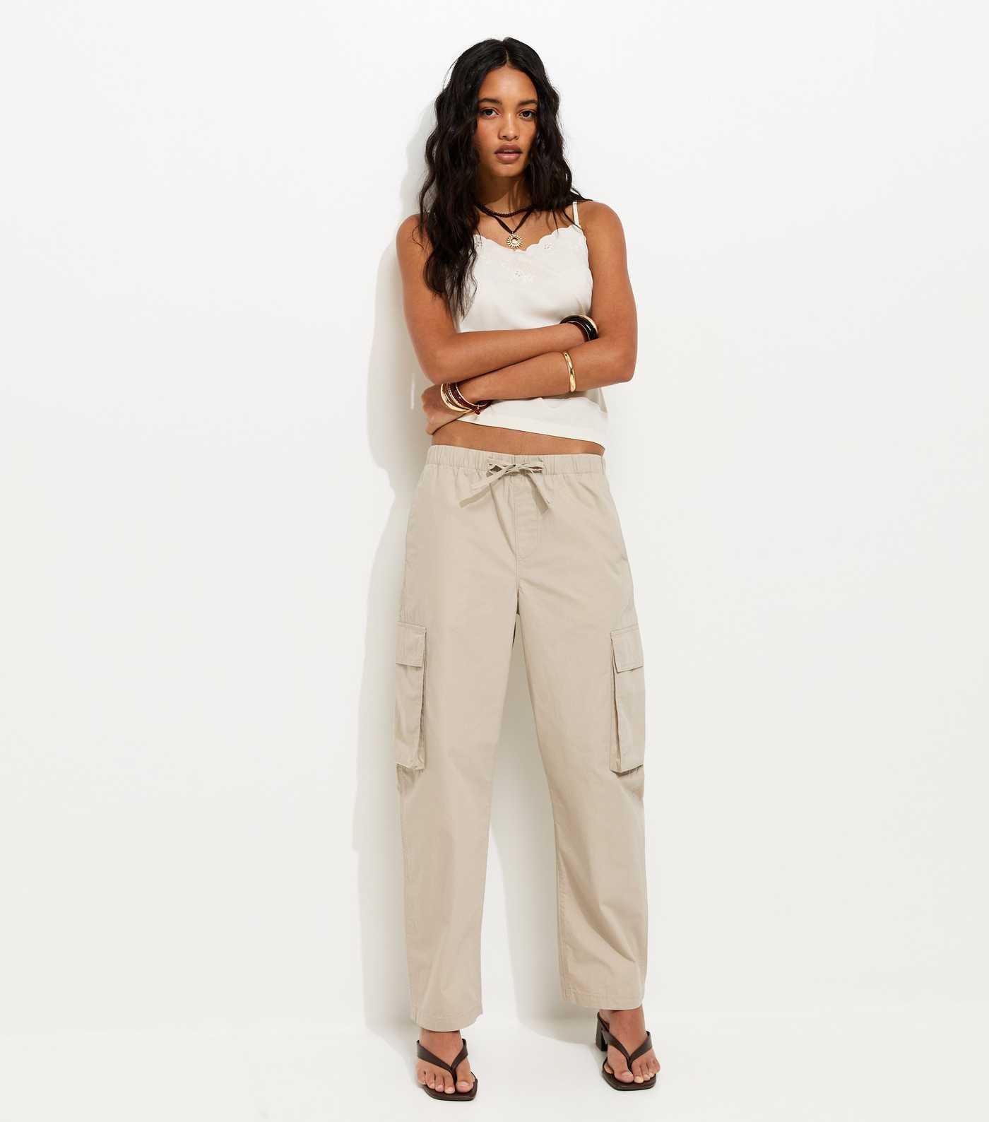 Stone Barrel Leg Utility Cargo Trousers | New Look | New Look (UK)