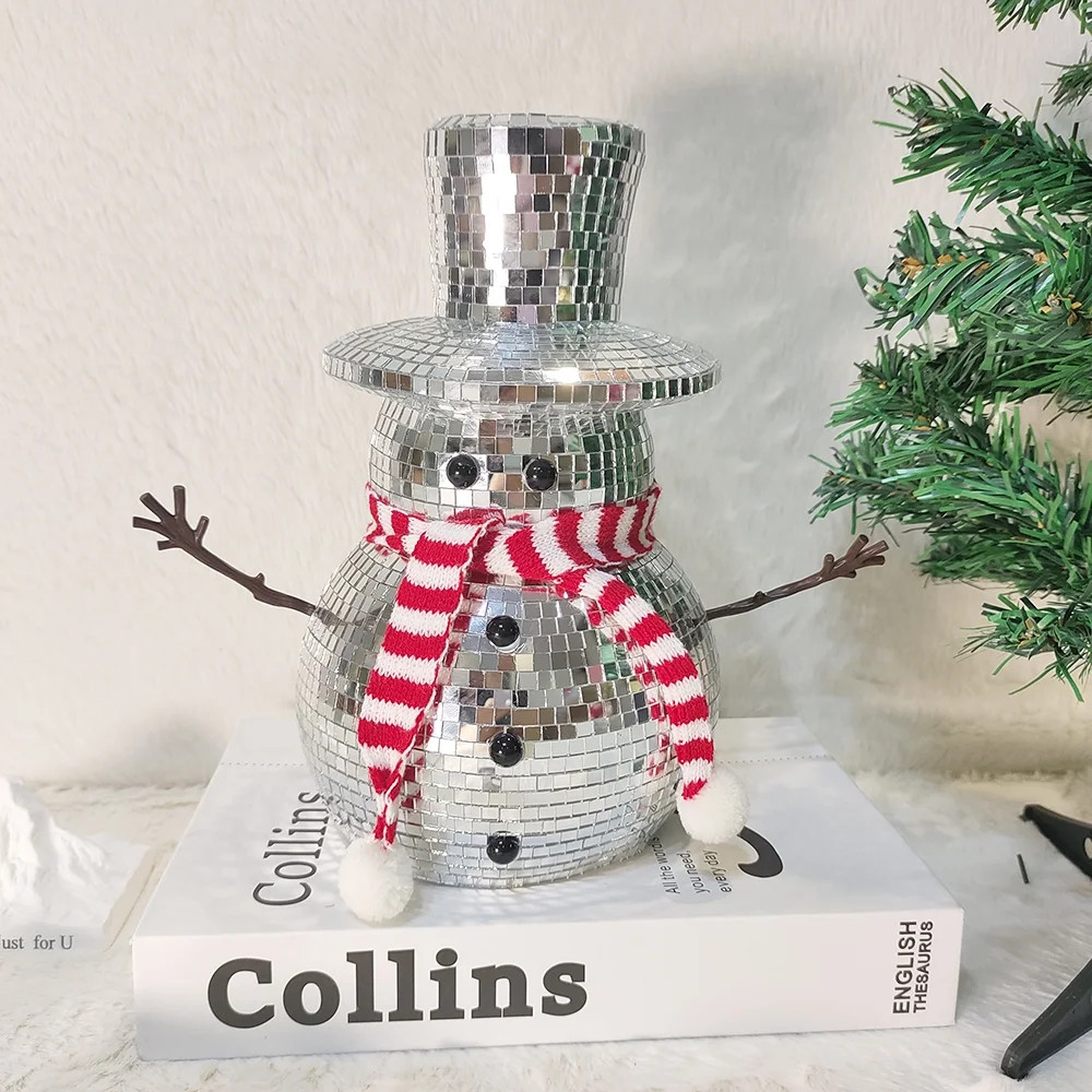 10in Snowman Shape Disco Ball Retro Reflective Christmas Decoration Handmade Mirror Ball Disco Ba... | Walmart (US)