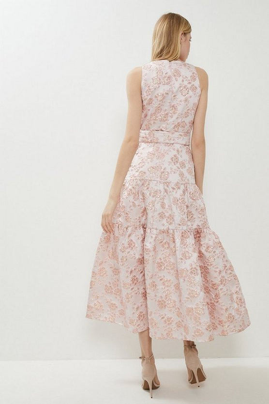 Premium Jacquard Tiered Belted Midaxi Dress | Coast (UK)