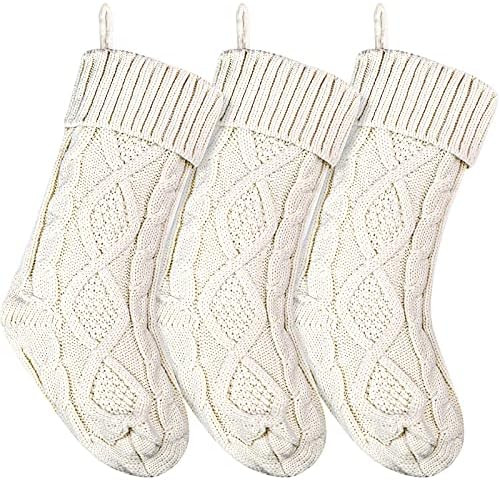 Christmas Stockings Knitted Xmas Stockings 18 Inches Double-Sided Fireplace Hanging Stockings for... | Amazon (US)