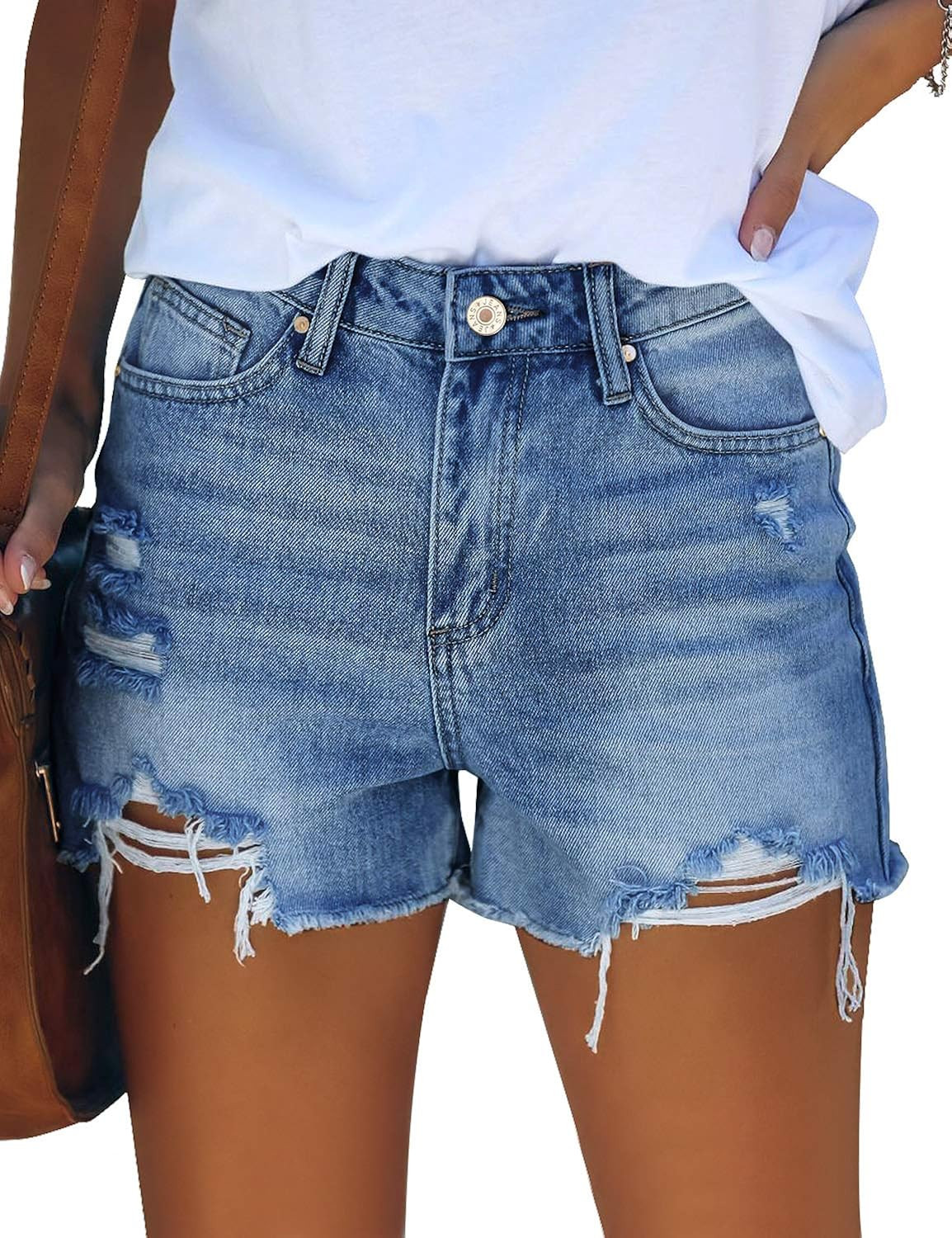 Uqnaivs Women's Casual High Rise Denim Hot Short Distressed Jean Shorts | Amazon (US)