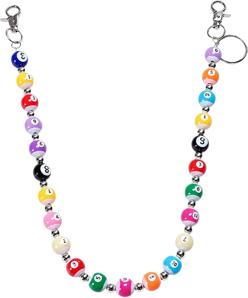 Stylish Beaded Pants Chain for Men Women - Colorful Wallet Chain Jean chains with Billiard or Foo... | Amazon (US)