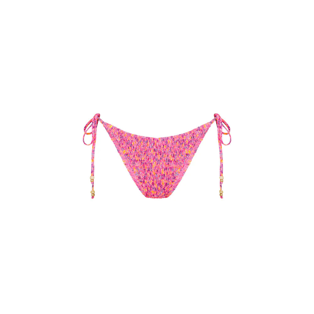Shirred Dipped Cheeky Tie Bikini Bottom - Gelato Bloom | Kulani Kinis US