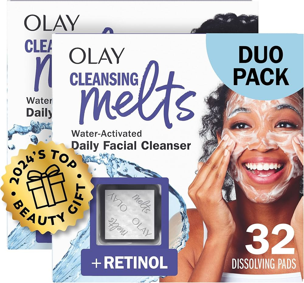 Olay Cleansing Melts + Retinol Face Cleanser, 64 ct. total (2 x 32 ct.), Water-Activated Face Was... | Amazon (US)