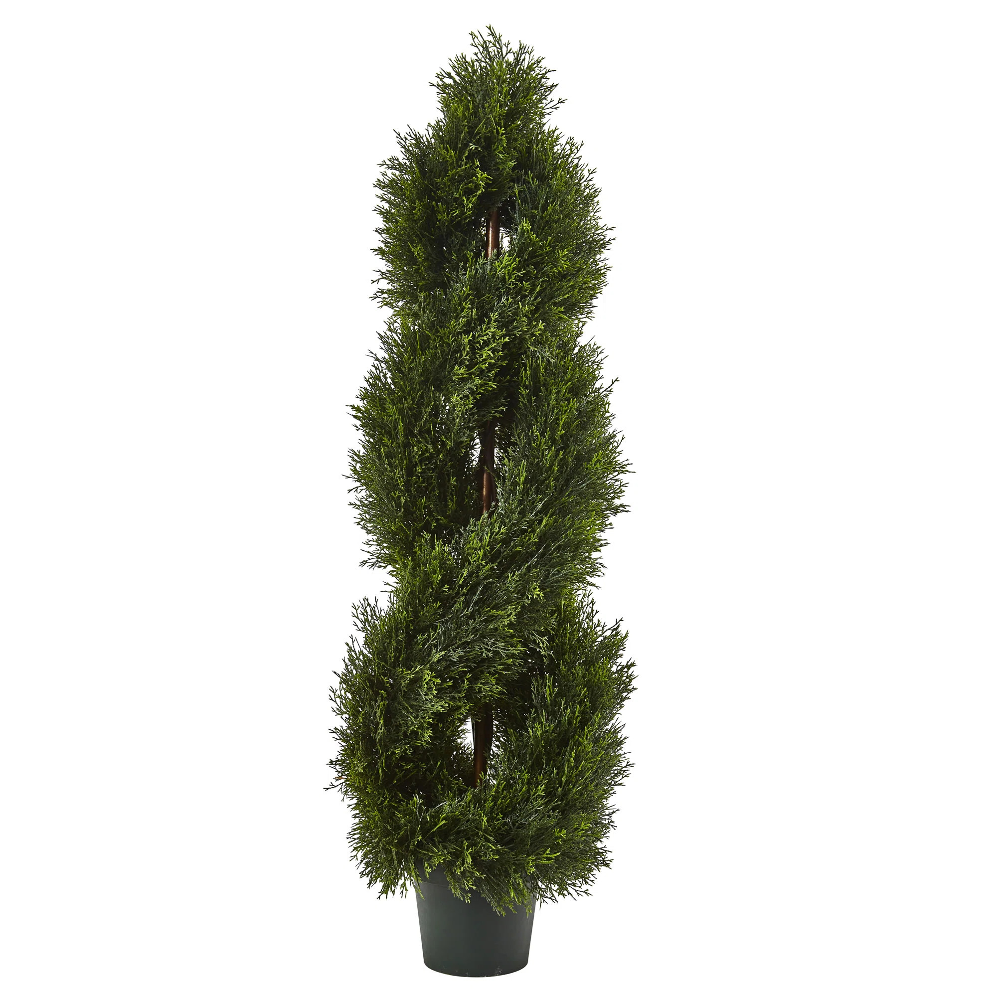 Double Pond Cypress 4 ft. H Spiral Topiary UV Resistant with 1036 Leaves (Indoor/Outdoor) | Wayfair North America