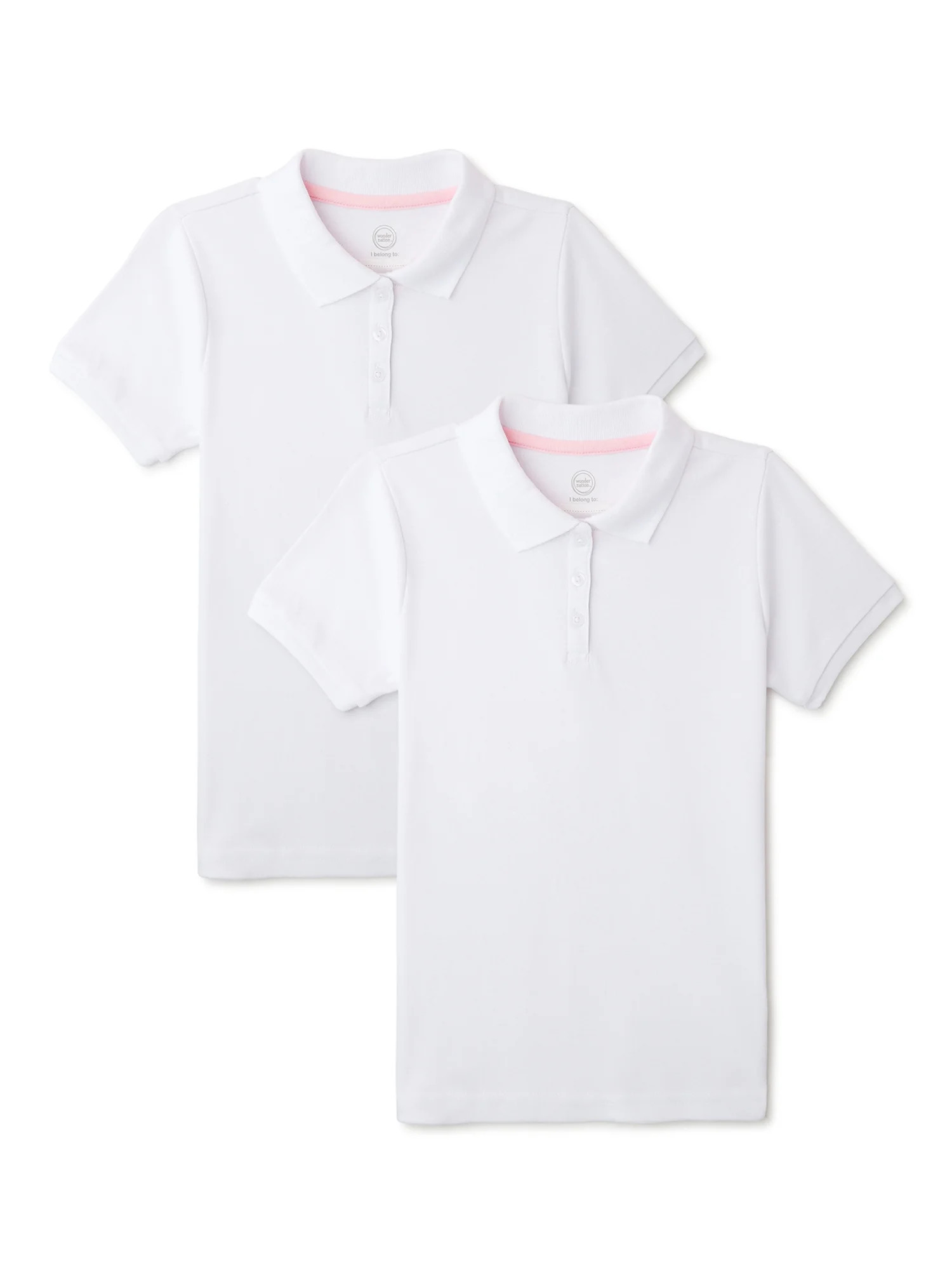 Wonder Nation Girls School Uniform Interlock Short Sleeve Polo Shirt, 2-Pack, Sizes 4-18 - Walmar... | Walmart (US)