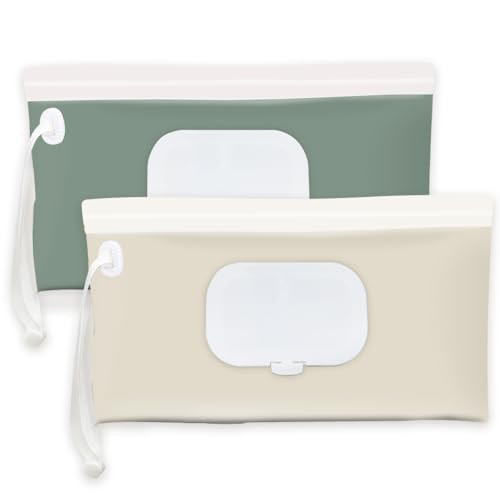 Baby wipes dispenser，portable baby wipes holder for outdoor, Refillable baby wipes container, on the go wet wipe pouch for travel, resuable wipes dispenser for hiking (green) | Amazon (US)