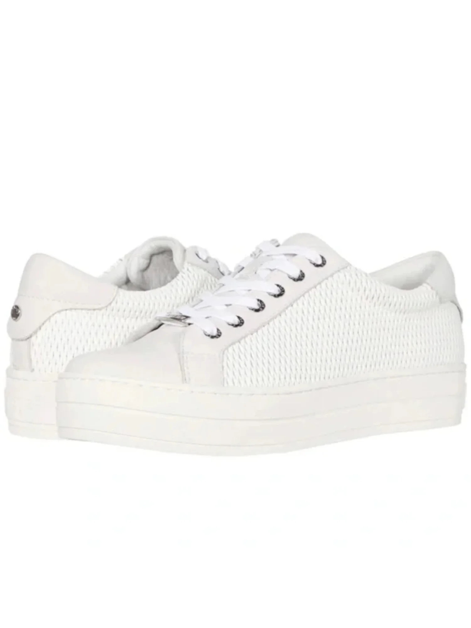 J SLIDES Womens White Comfort Cut Out Lacee Round Toe Platform Lace-Up Leather Athletic Sneakers ... | Walmart (US)