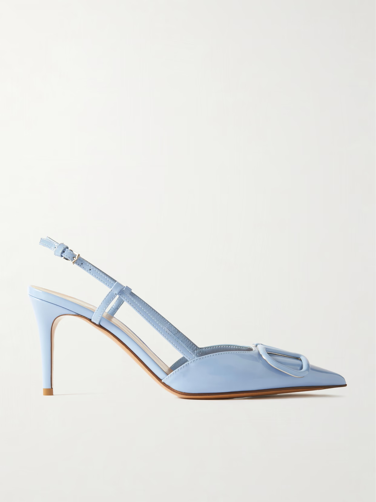 Valentino Garavani - Vlogo 80 Patent-leather Slingback Pumps - Blue | NET-A-PORTER (US)