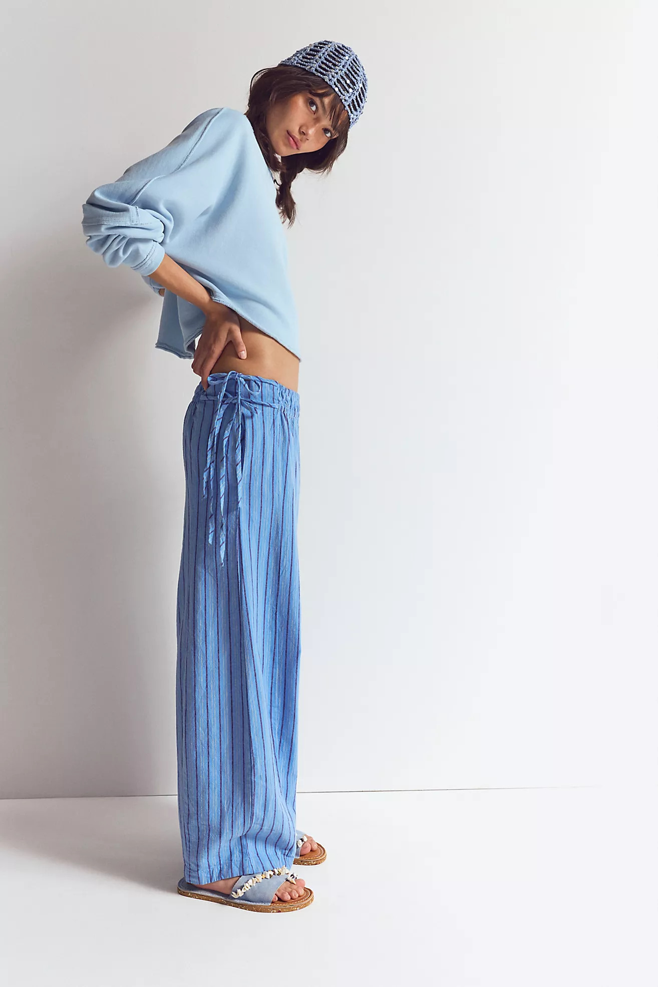 Sun Dazed Cotton-Linen Striped Pants | Free People (Global - UK&FR Excluded)