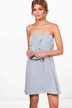 Petite Louisa Stripe Tie Front Sundress | Boohoo.com (US & CA)