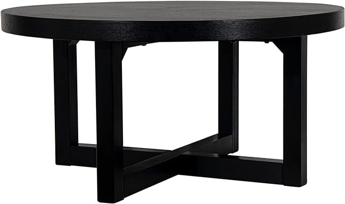 East at Main Round Cross Base Wood Coffee Table, Black 36" Diameter x 19" Height, Modern Circle T... | Amazon (US)