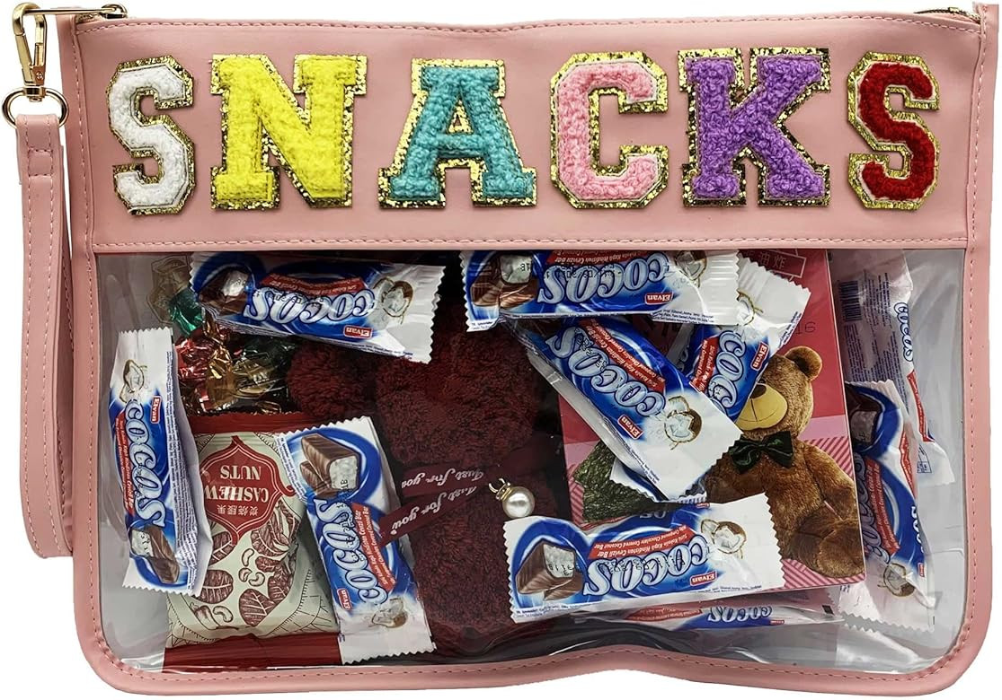 HAIBOLAN Monogram Clear Stadium Purse Bag Chenille Letter Travel Patch Pouch Snack Makeup Wristle... | Amazon (US)