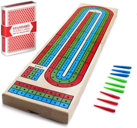 Brybelly Cribbage Board Game Set | Traditional Wooden Board Game, Classic 3-Track Layout and Plastic | Amazon (US)