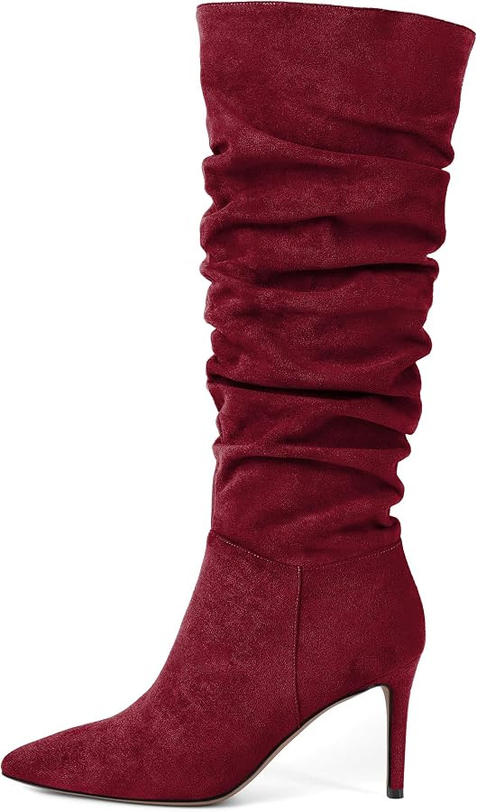 Joseywade Knee High Boots Slouchy Boots For Women Tall Long Boots Pointed Toe Side Zip 3.5 Inch H... | Amazon (US)