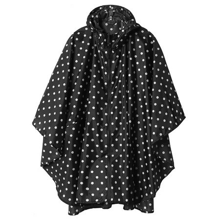 SaphiRose Hooded Rain Poncho Waterproof Raincoat Jacket for Adults with Pockets Black Point | Walmart (US)