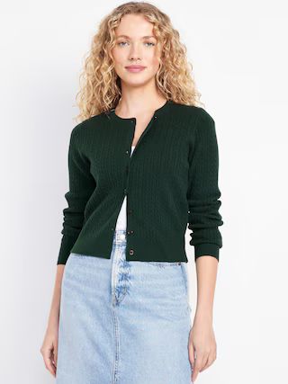 SoSoft Cable Crop Cardigan Sweater | Old Navy (US)