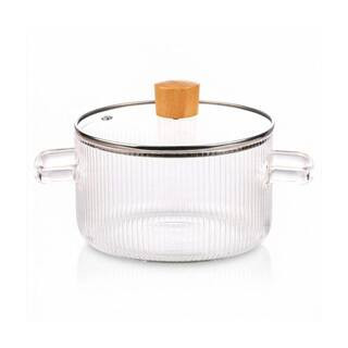 56oz 1-Piece Clear Borosilicate Glass Simmer Pot with Lid Heat-Resistant Handle for Gas Electric Induction Stovetops | The Home Depot
