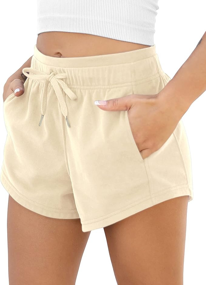 ODODOS Women's Sweat Shorts with Pockets Cotton French Terry Drawstring Summer Workout Casual Lou... | Amazon (US)