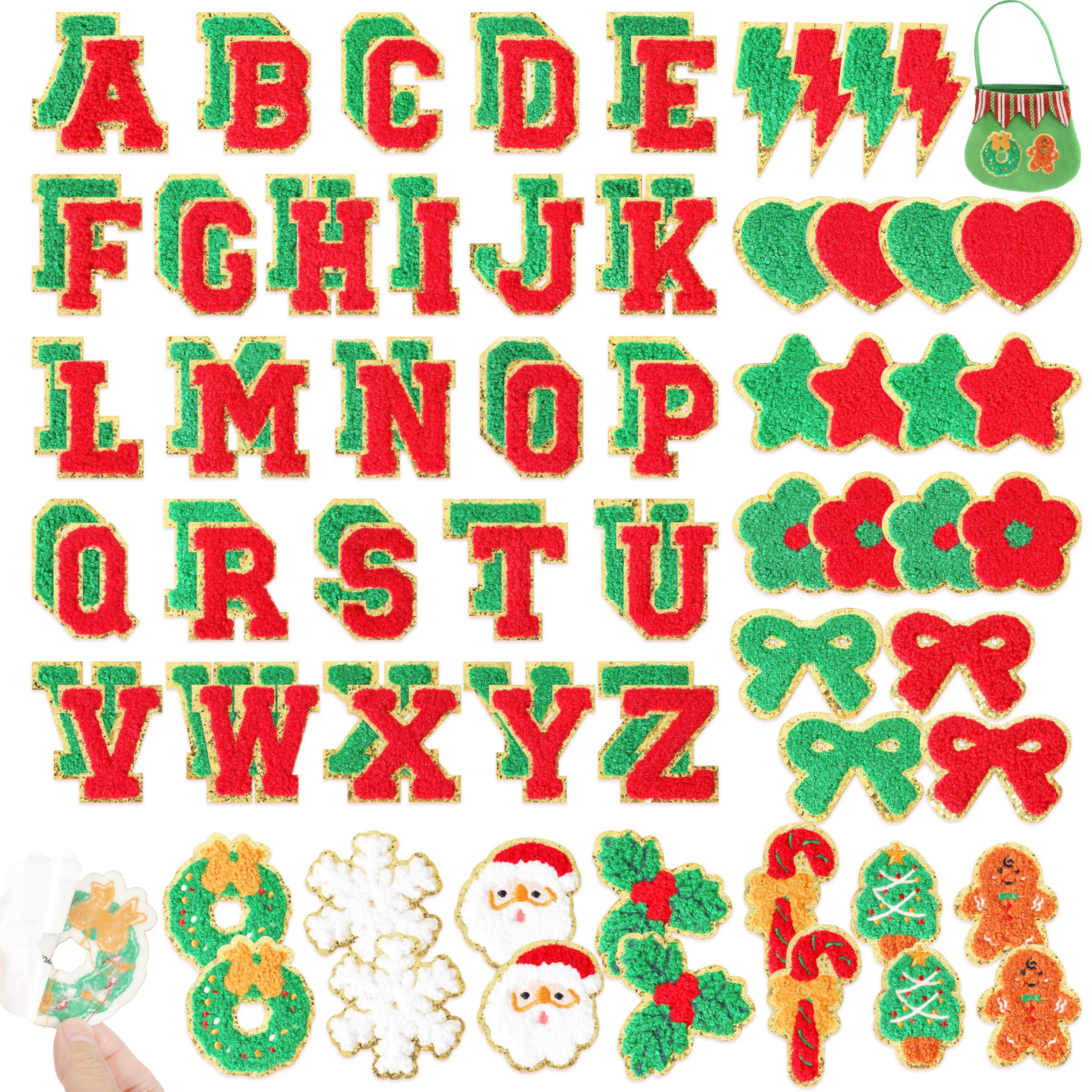 Chenille Letters Patches Self-Adhesive for Clothing: KINGSOW 86Pcs Christmas Stick on Patch for D... | Amazon (US)