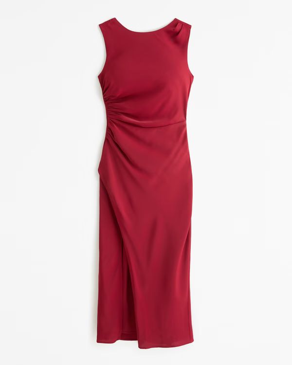 Women's Draped High-Neck Shell Midi Dress | Women's Dresses & Jumpsuits | Abercrombie.com | Abercrombie & Fitch (US)