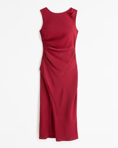 Draped High-Neck Shell Midi Dress | Abercrombie & Fitch (US)