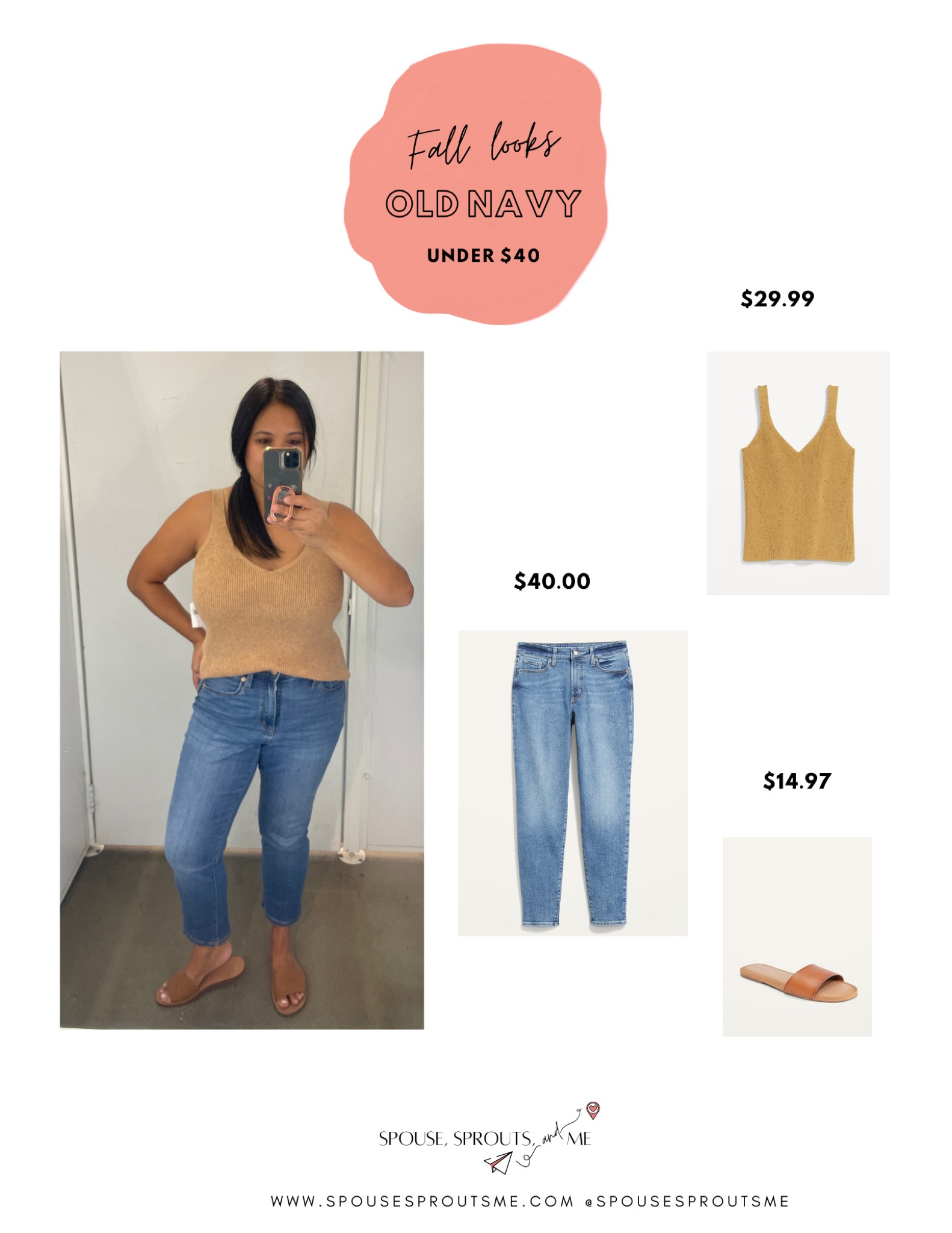 Old Navy, fall outfit, midsize, high rise straight jeans, mom jeans, knitted tank, nude slides 

#LTKcurves #LTKunder50 #LTKsalealert