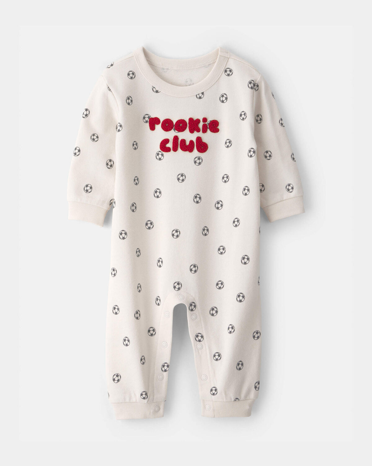 Baby 'Rookie Club' French Terry Jumpsuit - Ivory | Carter's Inc