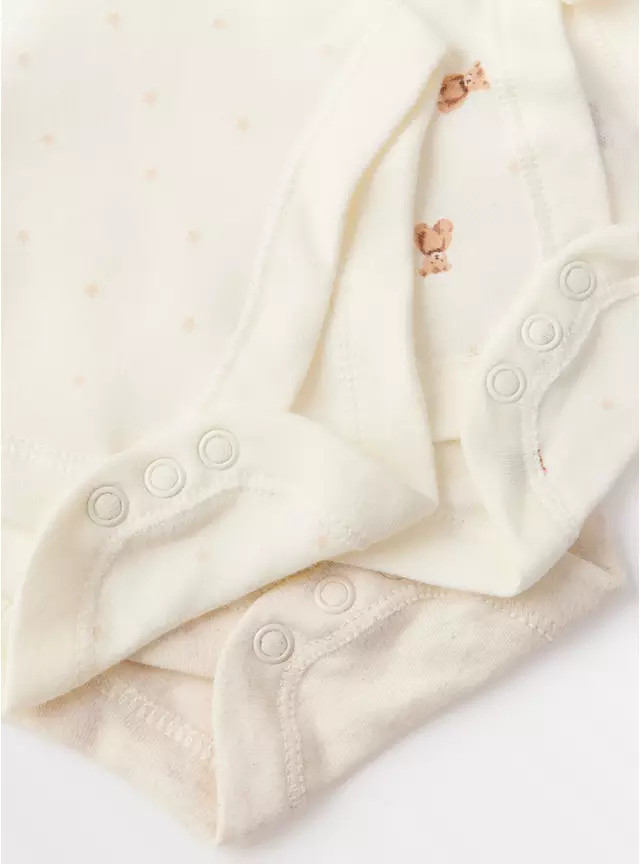 Cream Bear Print Long Sleeve Bodysuits 5 Pack Tiny Baby | Tu Clothing