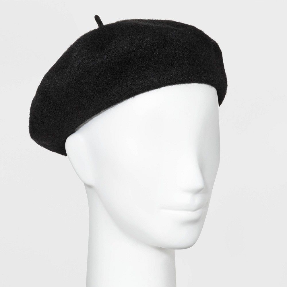 Women's Felt Beret Knit Hat - A New Day Black One Size | Target