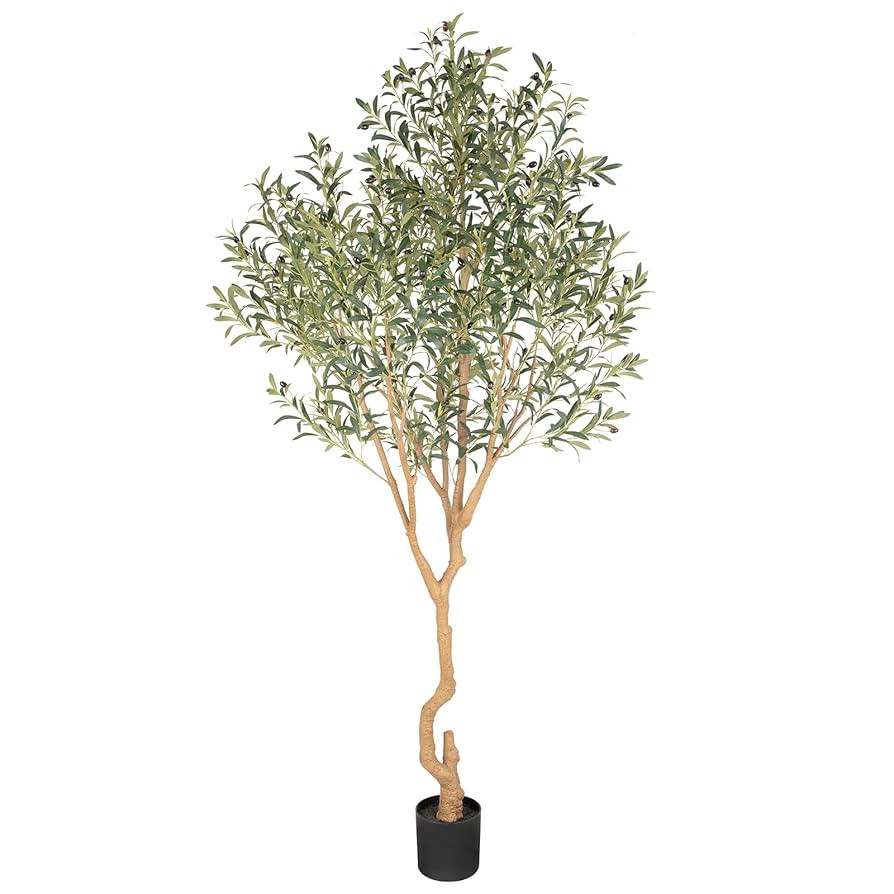 Tall Faux Olive Tree，8ft（96in） Realistic Potted Silk Artificial Olive Tree， Fake Olive Tr... | Amazon (US)