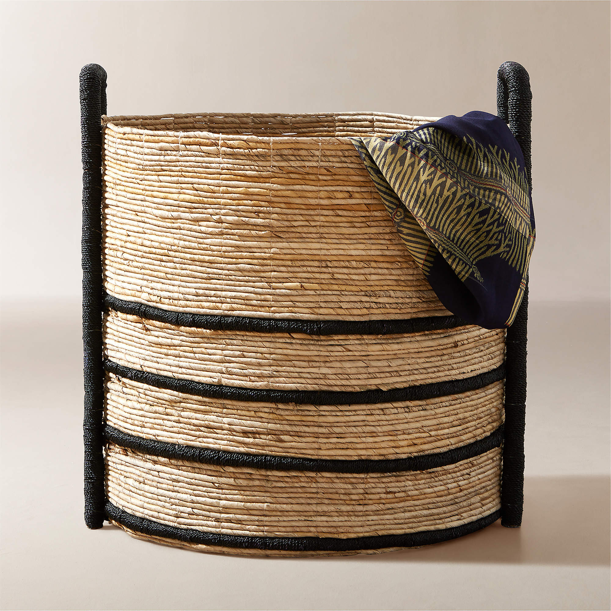 Aminah Woven Storage Basket with Black Handles + Reviews | CB2 | CB2