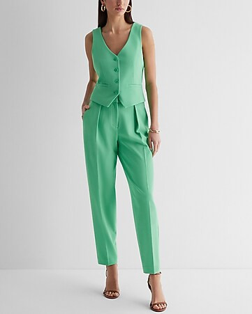 Stylist Pleated Ankle Pant Suit | Express