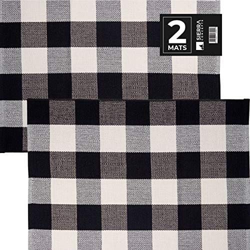 Sierra Concepts 2-Pack Buffalo Plaid Check Rug Door Mat, 35" x 24" Cotton Black/White Indoor Outd... | Amazon (US)