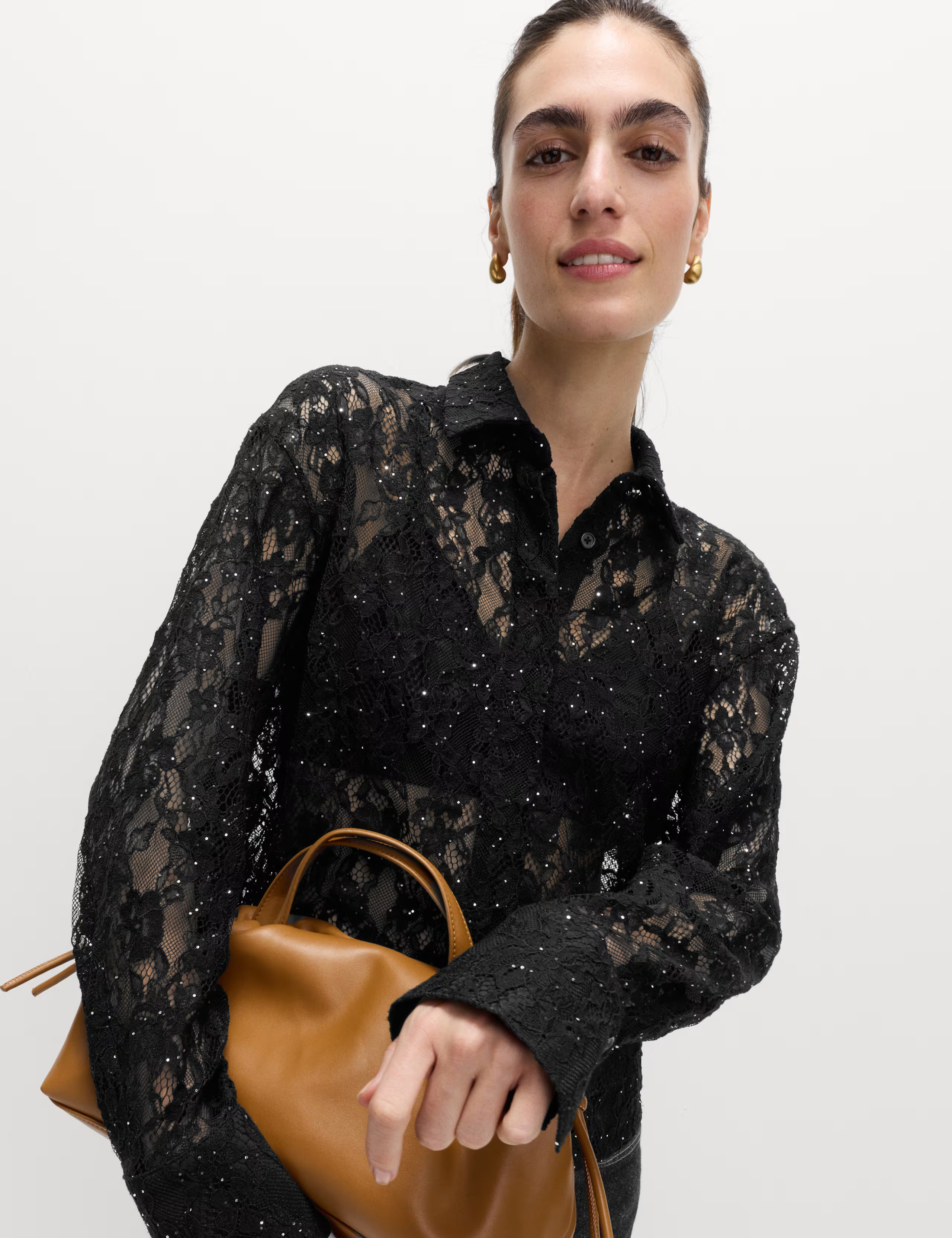 Lace Embellished Detail Collared Shirt | Marks & Spencer (UK)