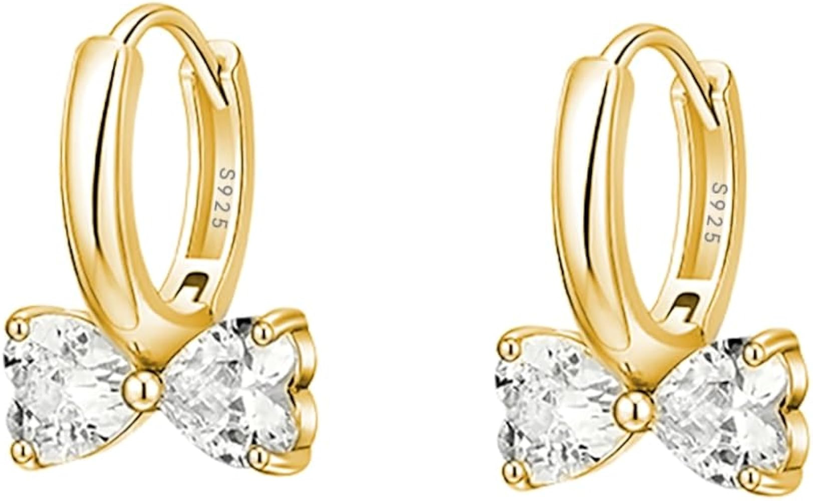 SLUYNZ Sterling Silver Love Bow Hoop Earrings for Women Teens CZ Bow Hoop Earrings Huggie | Amazon (US)